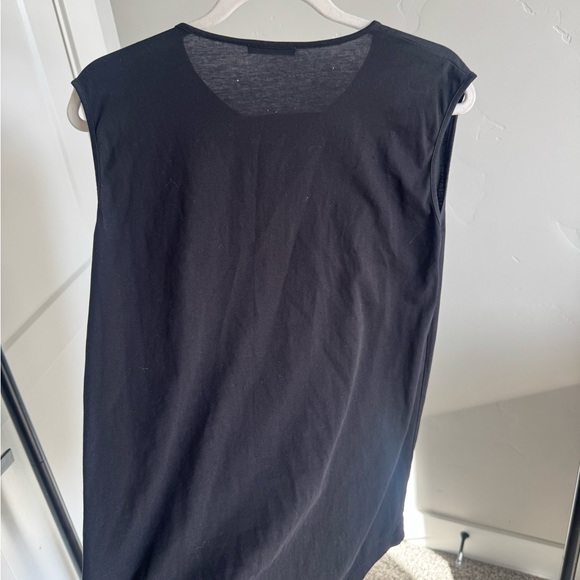 Balmain Black Muscle Tee with Gold Buttons - Picture 3 of 6